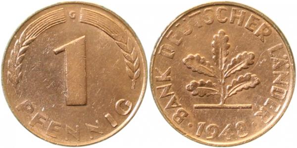 1 Pfennig 1948 G vz J376 vz 1 Pfennig