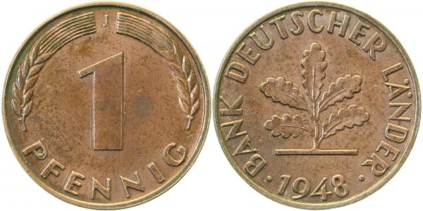 1 Pfennig 1948 J f.bfr, BDL, !!!!!selten !!!