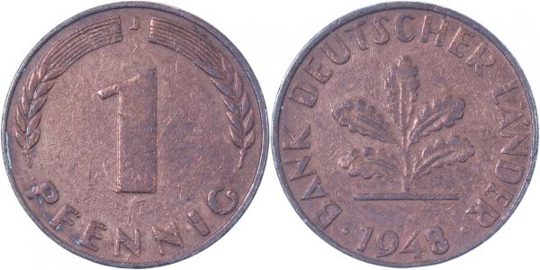 1 Pfennig 1948 J Variante Mzz hoch, kurz RS von 4V5 EPA4V5a
