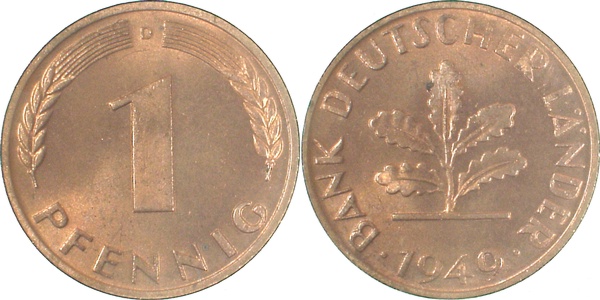 1 Pfennig 1949 D stgl J376 stgl 1 Pfennig