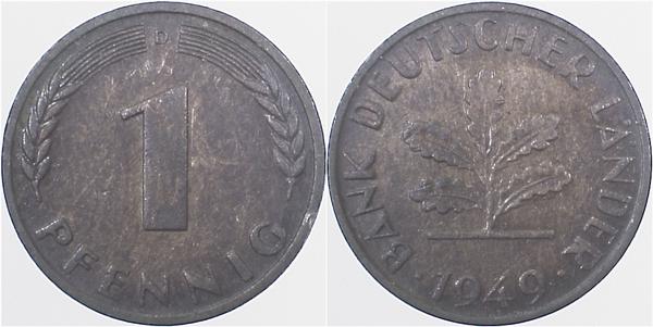 1 Pfennig 1949 D vz/bfr J376 vz / bfr 1 Pfennig