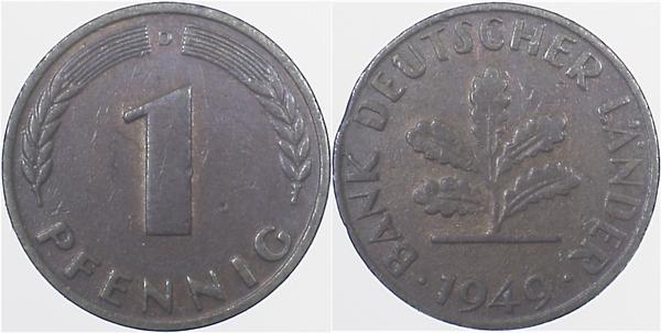 1 Pfennig 1949 D vz J376 vz 1 Pfennig