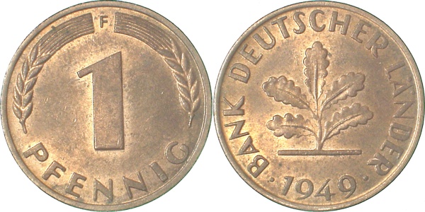 1 Pfennig 1949 F stgl J376 stgl 1 Pfennig