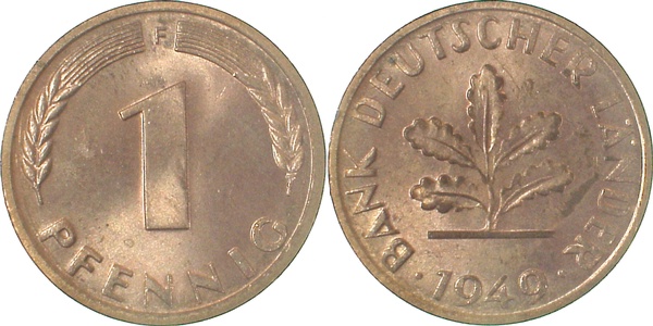 1 Pfennig 1949 F bfr/st J376 BDL