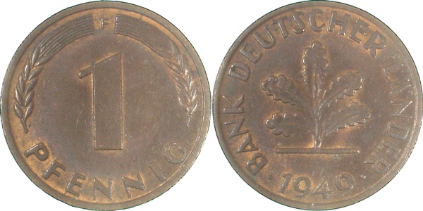 1 Pfennig 1949 F vz/st J376 vz/st 1 Pfennig