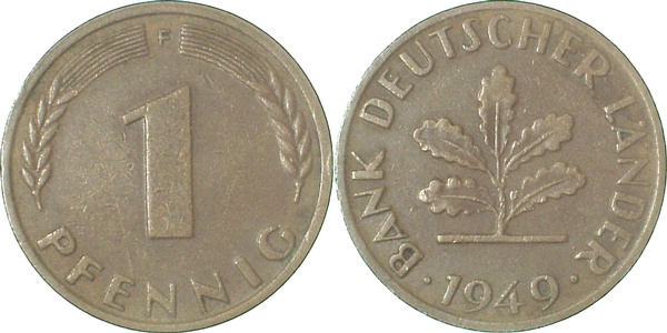 1 Pfennig 1949 F vz J376 vz 1 Pfennig