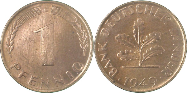 1 Pfennig 1949 G bfr J376 bfr 1 Pfennig