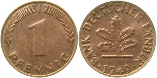 1 Pfennig 1949 J f bfr J376 f bfr 1 Pfennig