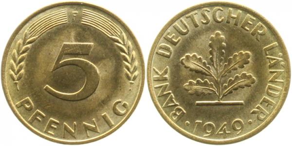 5 Pfennig BDL 1949 F bfr/stgl