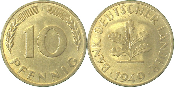 10 Pfennig BDL 1949 F bfr J378