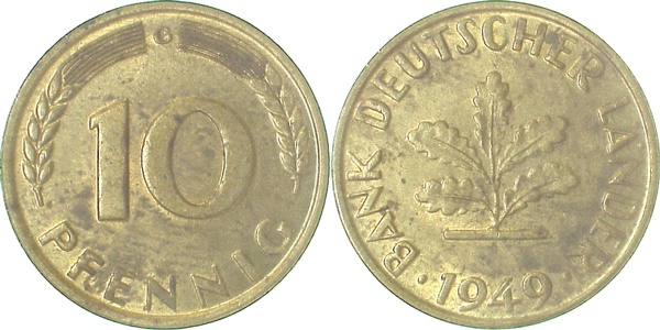 10 Pfennig 1949 G vz/stgl J378