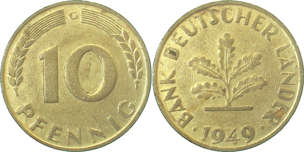 10 Pfennig 1949 G vz J378 BDL