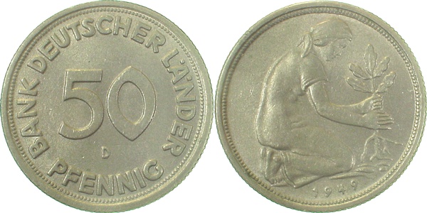 50 Pfennig 1949 D bfr Bank Deutscher Länder J379