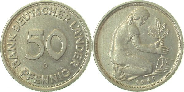 50 Pfennig 1949 D vz/stgl J379