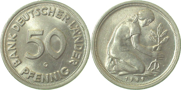 50 Pfennig 1949 G bfr J379 bfr 50 Pfennig