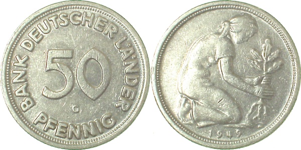 50 Pfennig 1949 G Nbg 3 2