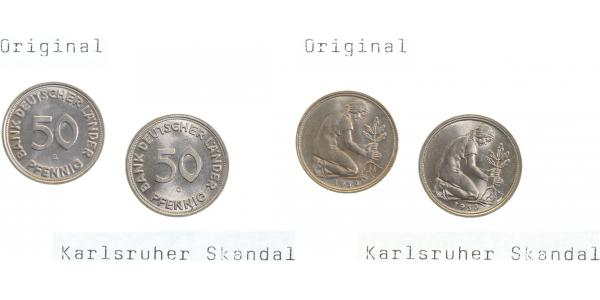 50 Pfennig 1950 G BDL Original + Karlsruher Skandal
