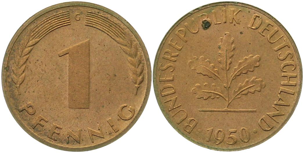 1 Pfennig 1950 G PP J380 Auflage 9001 Exemplare