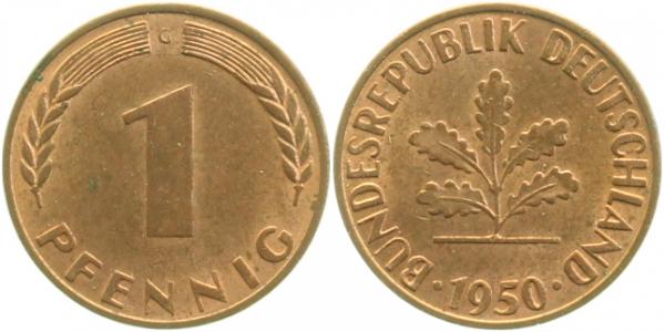 1 Pfennig 1950 G f stgl J380 f stgl 1 Pfennig
