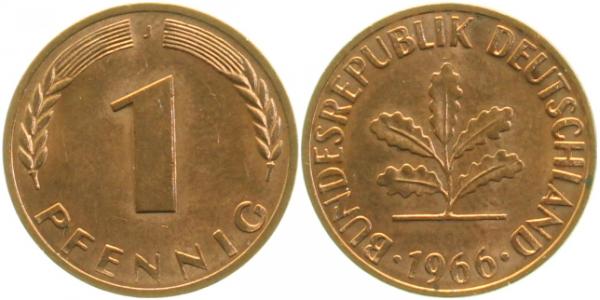 1 Pfennig 1966 J bfr J380 bfr 1 Pfennig
