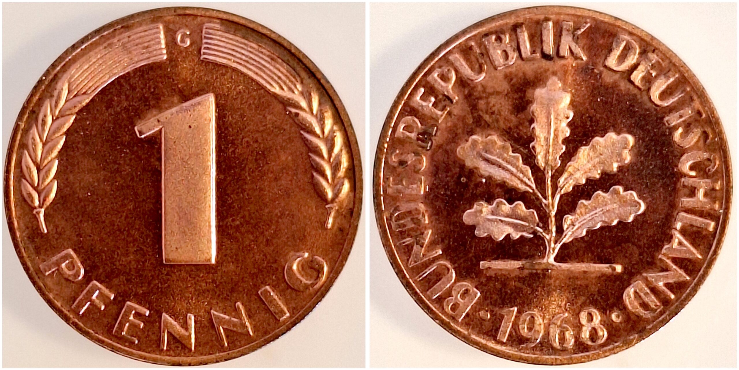 1 Pfennig 1968 G PP J380, Auflage: 2372 Exemplare