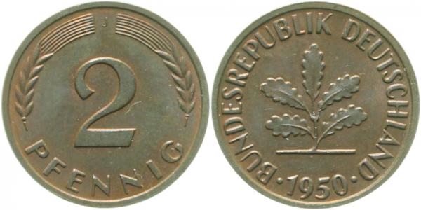 2 Pfennig 1950 J bfr