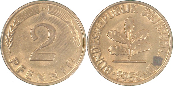 2 Pfennig 1958 D stgl J381