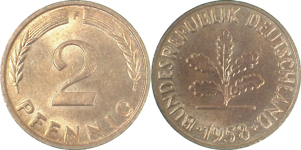 2 Pfennig 1958 F stgl J381