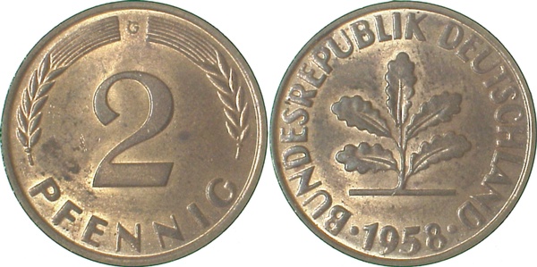 2 Pfennig 1958 G bfr J381 bfr