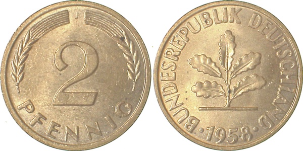 2 Pfennig 1958 J bfr. J381
