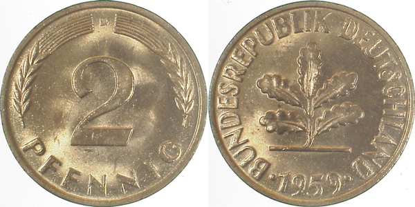 2 Pfennig 1959 D stgl