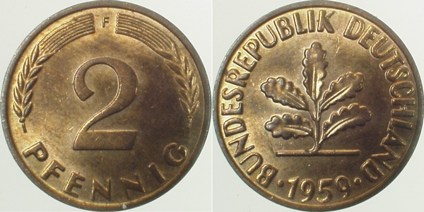 2 Pfennig 1959 F bfr, BRD