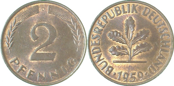 2 Pfennig 1959 G f bfr J381