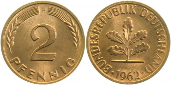 2 Pfennig 1962 F bfr/stgl J381
