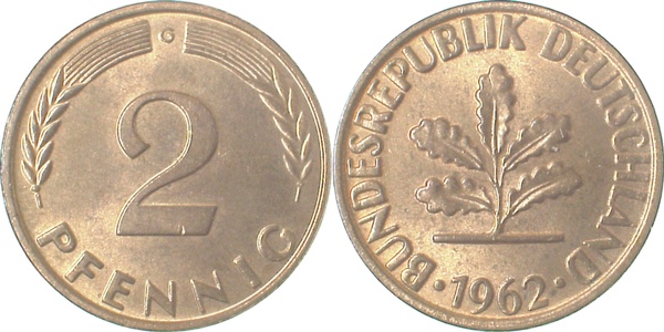 2 Pfennig 1962 G stgl J381