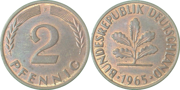 2 Pfennig 1965 F bfr/Ea J381 2 Pfennig