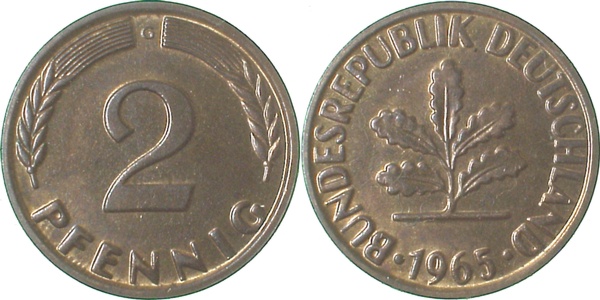 2 Pfennig 1965 G bf/stgl J381 2 Pfennig