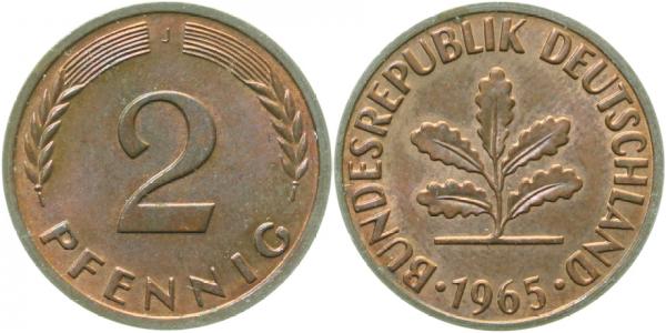 2 Pfennig 1965 J stgl J381 stgl 2 Pfennig