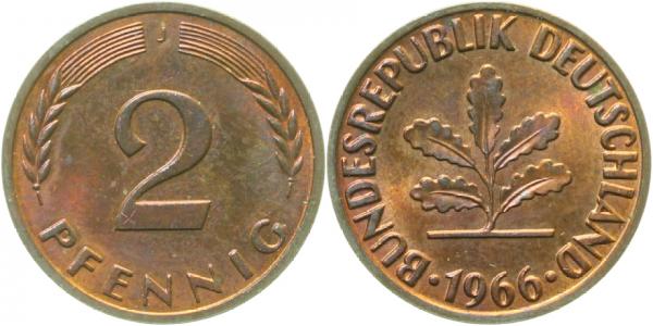 2 Pfennig 1966 J stgl J381 stgl 2 Pfennig