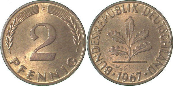 2 Pfennig 1967 F stgl J381