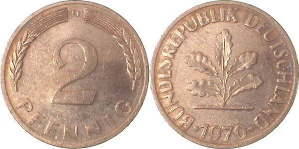 2 Pfennig 70D Ea Pp ähnlich f prfr J381 Pp 2 Pfennig