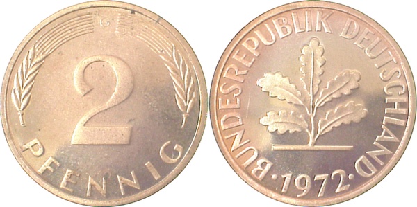 2 Pfennig 1972 G Pp J381 Pp 2 Pfennig