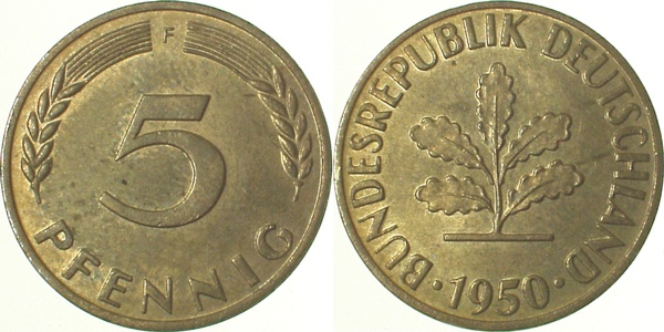 5 Pfennig 1950 F bfr J382