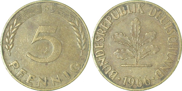 5 Pfennig 1966 D | Variante | J382 EPA-9V2