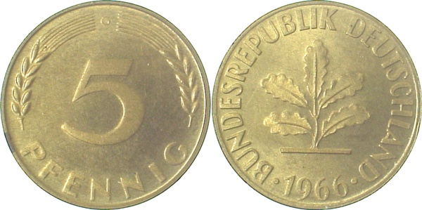 5 Pfennig 1966 G Pp J382 Pp 5 Pfennig