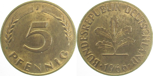 5 Pfennig 1966 J bfr/stgl J382