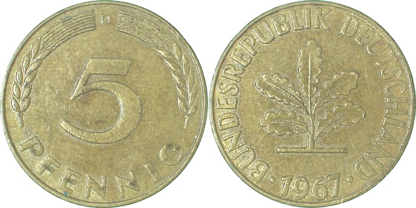 5 Pfennig 1967 D | Variante | EPA-13V2