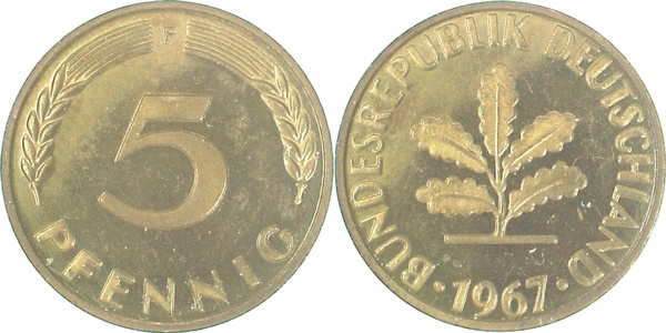 5 Pfennig 1967 F Pp J382 Pp 5 Pfennig