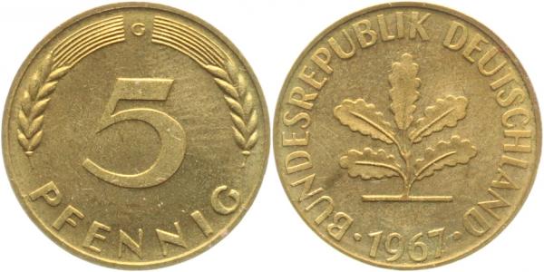 5 Pfennig 1967 G Pp J382 Pp 5 Pfennig