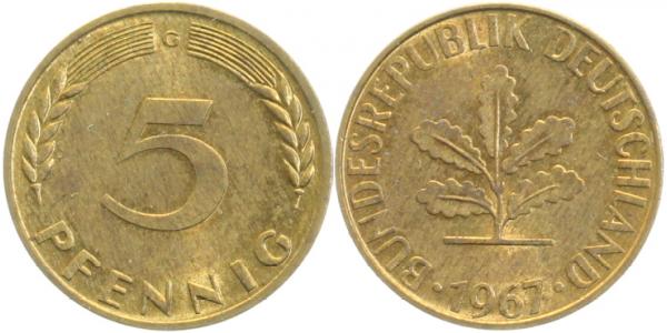 5 Pfennig 1967 G ss/vz J382